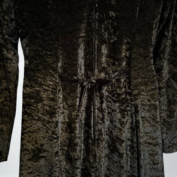 Vintage 90s Brett Alixander Black Crushed Velvet Maxi Dress Size 14 Goth Witchy - Picture 6 of 9